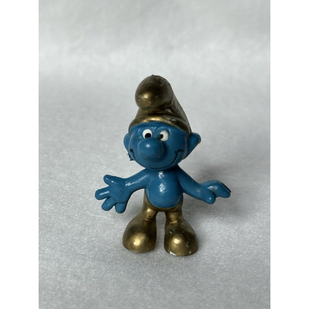 Vintage Gold Smurf Figurine 1965 Peyo W. Germany Schleich PVC Figure 2.0005 Rare